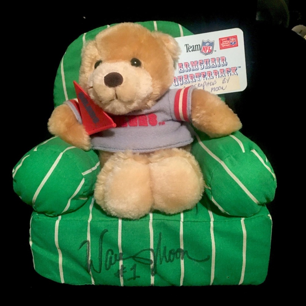 RARE 80's Oilers Bear Armchair Quarterback Russ (W. Moon Sig. Not Authenticated)